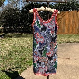 Vintage Festival dress Blue and Orange BeadedDress